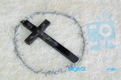 Crown Of Thorn And Crucifix Stock Photo