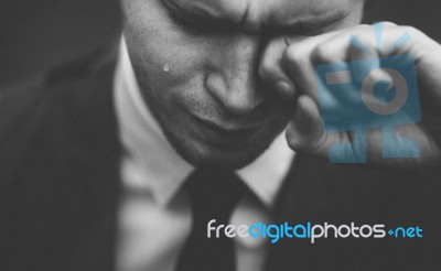Crying Formal Man Stock Photo