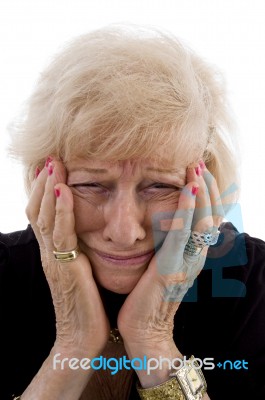 Crying Old Lady Stock Photo