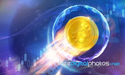 Crypto-currency,  Bitcoin Internet Virtual Money. Currency Techn… Stock Image