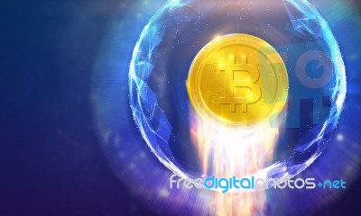 Crypto-currency,  Bitcoin Internet Virtual Money. Currency Techn… Stock Image