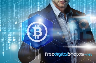 Crypto-currency,  Bitcoin Internet Virtual Money. Currency Techn… Stock Photo