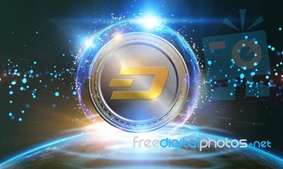 Crypto-currency,  Dash Coins Internet Virtual Money. Currency Te… Stock Image