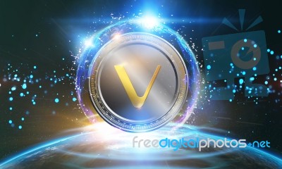 Crypto-currency, Vechain Internet Virtual Money. Currency Techno… Stock Image