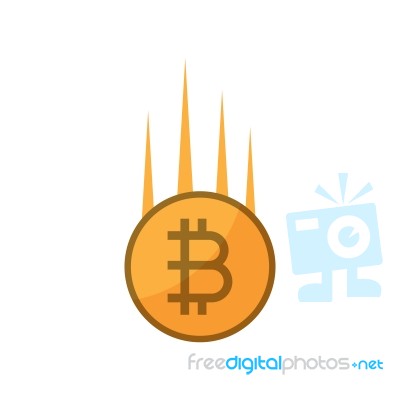 Cryptocurrency Bitcoin Flat Design Icon  Illustration Stock Image