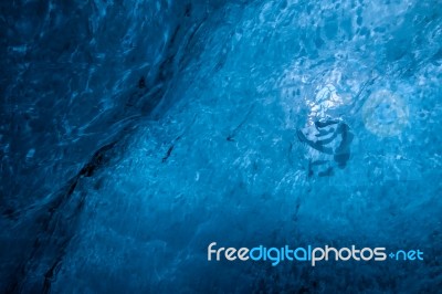 Crystal Ice Cave Near Jokulsarlon Stock Photo
