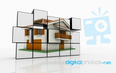 Cubi Casa 3D Stock Image