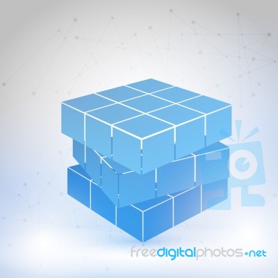 Cubic Constructed Of Many Blocks Stock Image