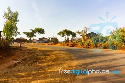 Cuntryside Village In Ethiopia Stock Photo