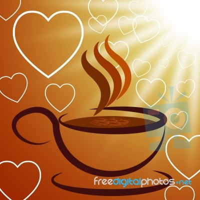 Cup And Saucer Shows Coffee Break And Coffeecup Stock Image