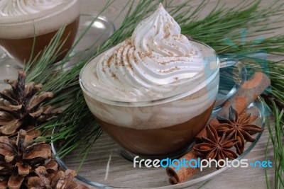 Cup Of Cappuccino With Cinnamon Stock Photo