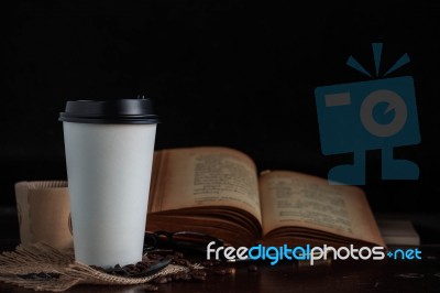 Cup Of Coffee With Black Background Stock Photo