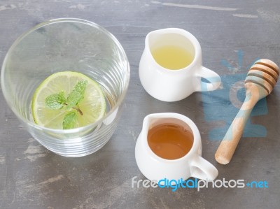 Cup Of Honey Lime Healthy Drink Stock Photo