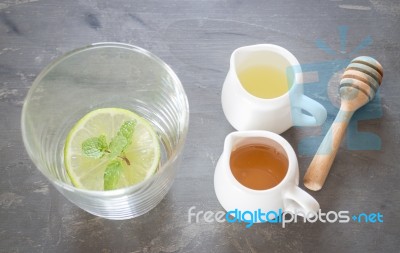 Cup Of Honey Lime Healthy Drink Stock Photo Cup Of Honey Lime Healthy Drink Stock Photo