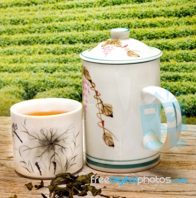 Cup Of Tea Indicates Break Time And Beverages Stock Photo
