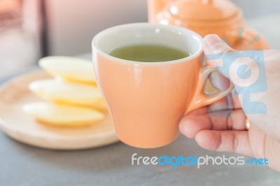 Cup Of Tea With Traditional Thai Cookies Stock Photo