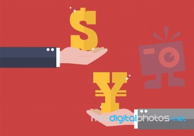 Currency Exchange Dollar And Yen Stock Image