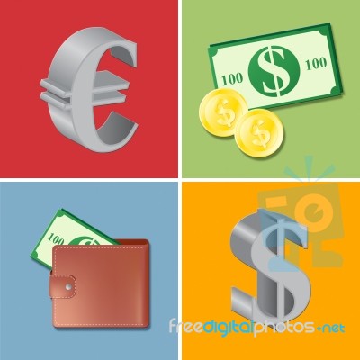 Currency Icons Shows Forex Trading And Fx Stock Image