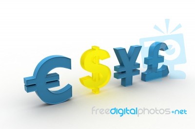 Currency Symbols On A Pedestal Stock Image