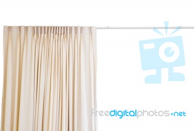 Curtain With Rail On White Background Stock Photo