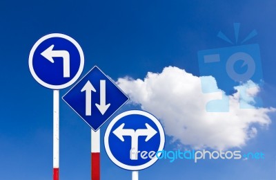 Curved Road Traffic Sign Stock Photo