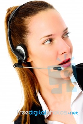 Customer Service Operator Woman Stock Photo