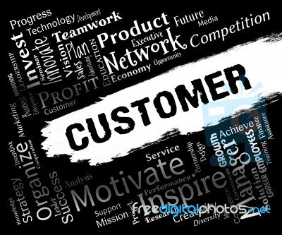 Customer Words Means Purchaser Clients And Consumer Stock Image