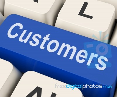 Customers Key Means Consumer Or Buyer
 Stock Image