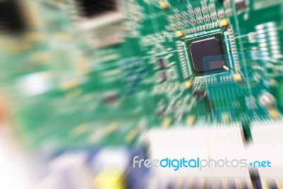 Cutcuit Electronic On Motherboard Stock Photo