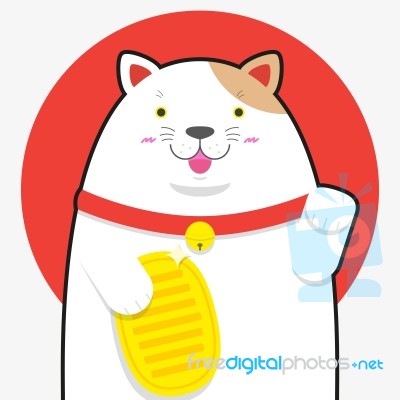 Cute Big Fat Maneki Neko Lucky Cat Stock Image