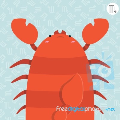 Cute Big Fat Scorpio Zodiac Cartoon Stock Image
