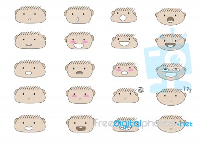 Cute Boy Faces Emoji Stock Image