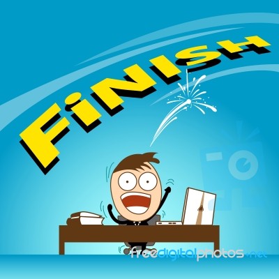 Cute Character Businessman Happy When Finish A Job Stock Image
