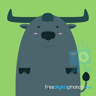 Cute Fat Big Thai Buffalo Stock Image