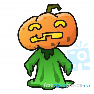 Cute Halloween Pumpkin Monster-  Illustration Stock Image