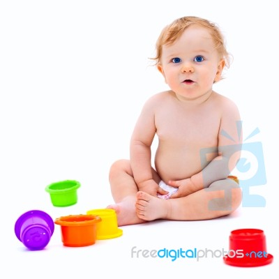 Cute Infant Boy With Toys Stock Photo Cute Infant Boy With Toys Stock Photo