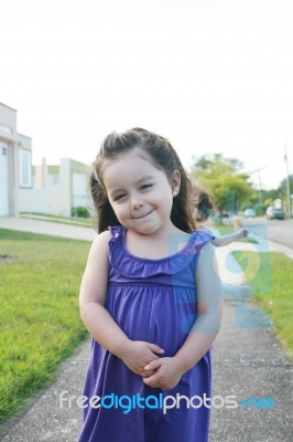 Cute Little Girl Standing Stock Photo