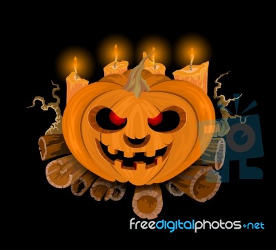 Cute Pumpkin Halloween Scene Stock Image