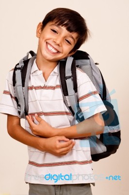 Cute School Boy Stock Photo