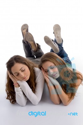 Cute Teenager Girls Sleeping Stock Photo