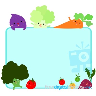 Cute Vegetable Frame  Background Stock Image