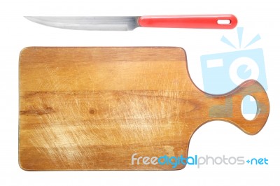 Cutting Board And Knife Stock Photo