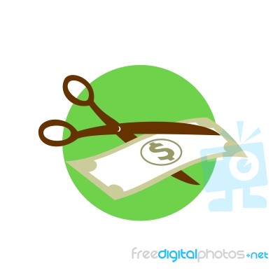 Cutting Dollar Bill With Scissors Retro Stock Image