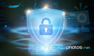 Cyber Security Concept. Closed Padlock On Digital Background Stock Image