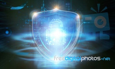 Cyber Security Concept. Closed Padlock On Digital Background Stock Image