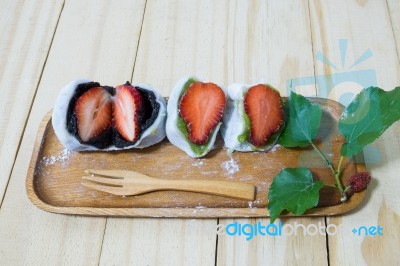 Daifuku On Wooden Tray Stock Photo