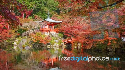 Daigoji Temple With Autumn Maple Trees Stock Photo