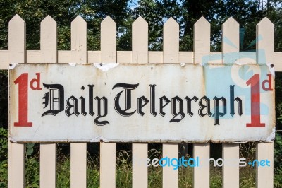 Daily Telegraph Sign At Sheffield Park Station Stock Photo