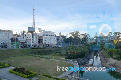 Dalat,vietnam,march 08,2017:landscape Of Dalat Town .the City Has French Architecture.dalat  Is Landmark  Of Sound Vietnam Stock Photo