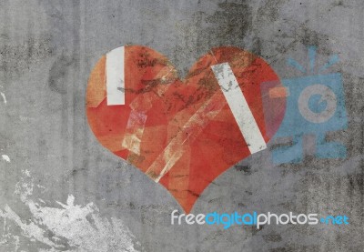 Damaged Heart On Old Paper Stock Image